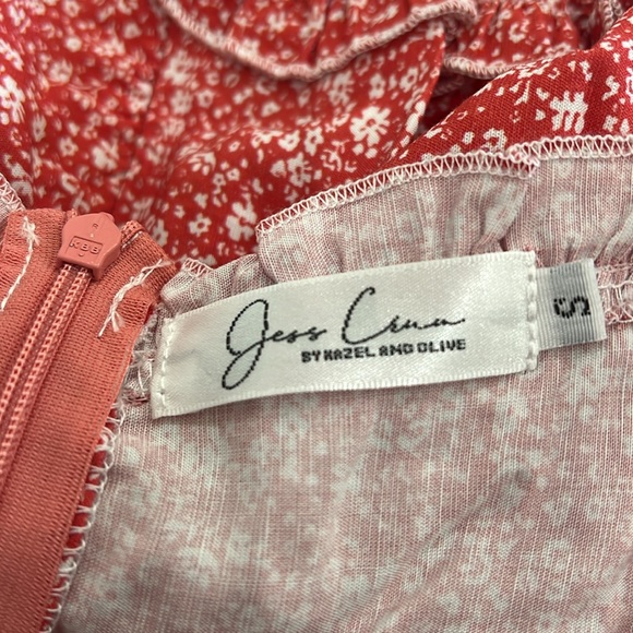 Jess Crum x Hazel & Olive Red Ditsy Floral Tiered Sleeveless Mini Dress New - Picture 6 of 8